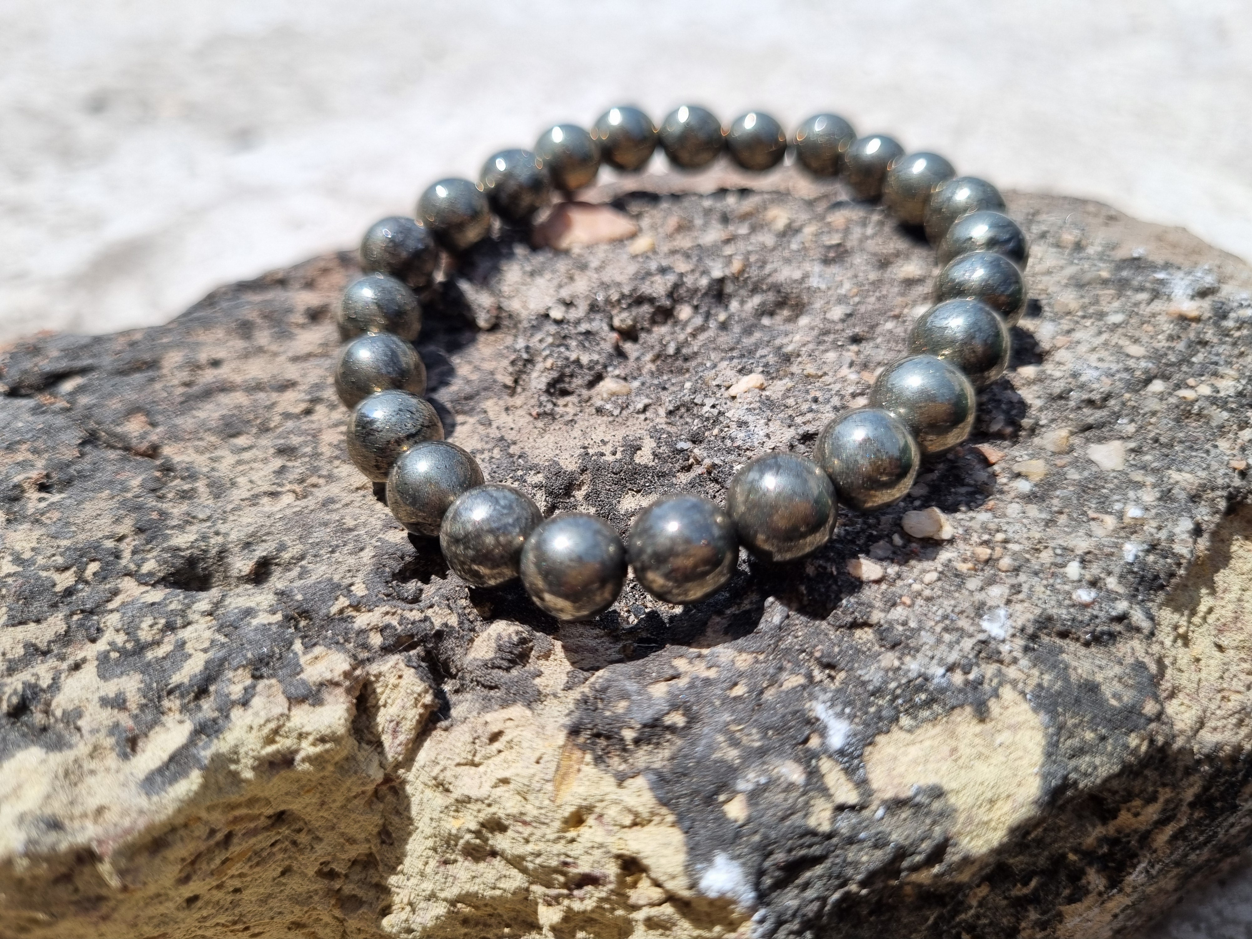 Natural Pyrite Bracelet | Money Magnet Stone | Wealth & Protection Crystal Bracelet | Energy Healing Jewelry for Success & Confidence