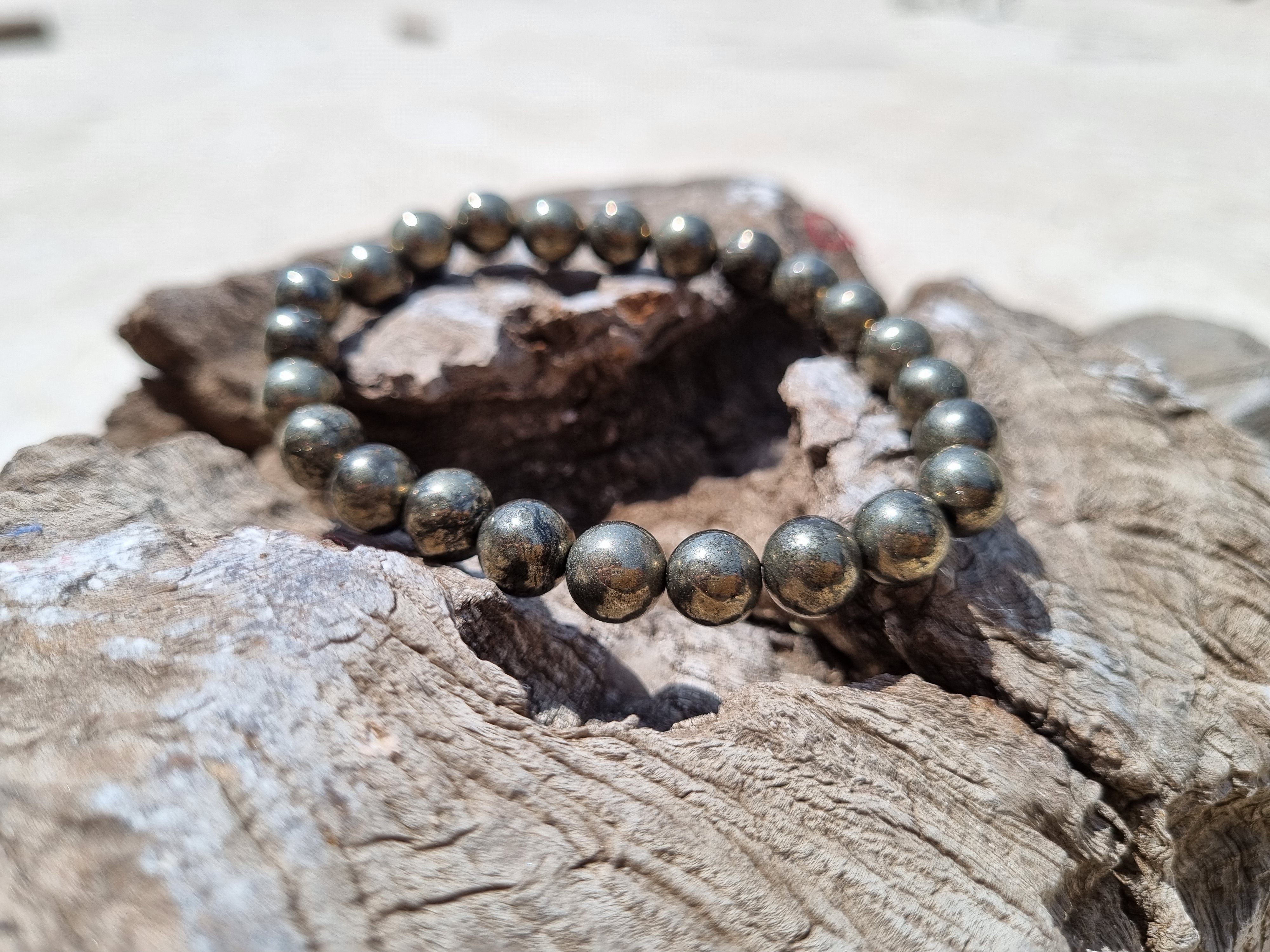 Natural Pyrite Bracelet | Money Magnet Stone | Wealth & Protection Crystal Bracelet | Energy Healing Jewelry for Success & Confidence