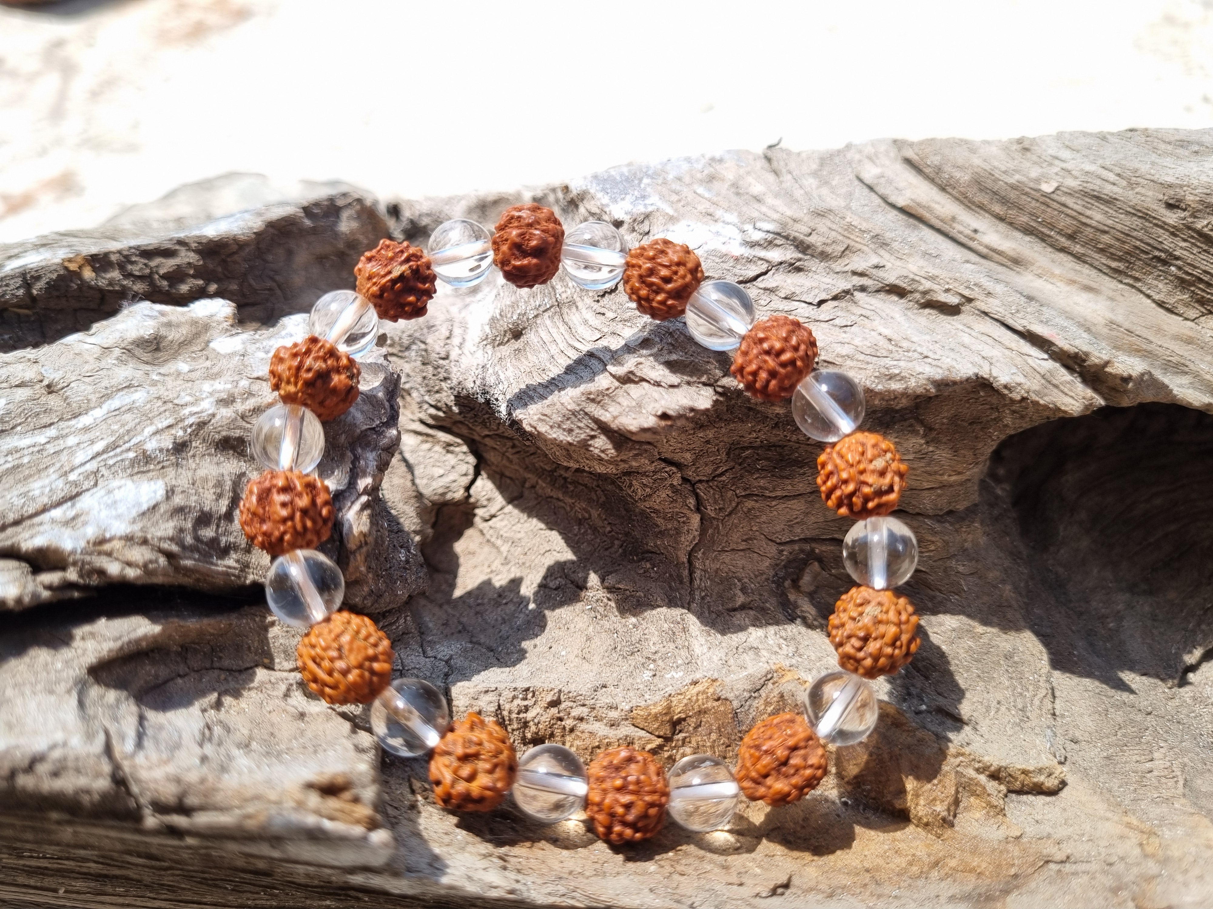 Rudraksha And Crystal Bracelet 8 MM