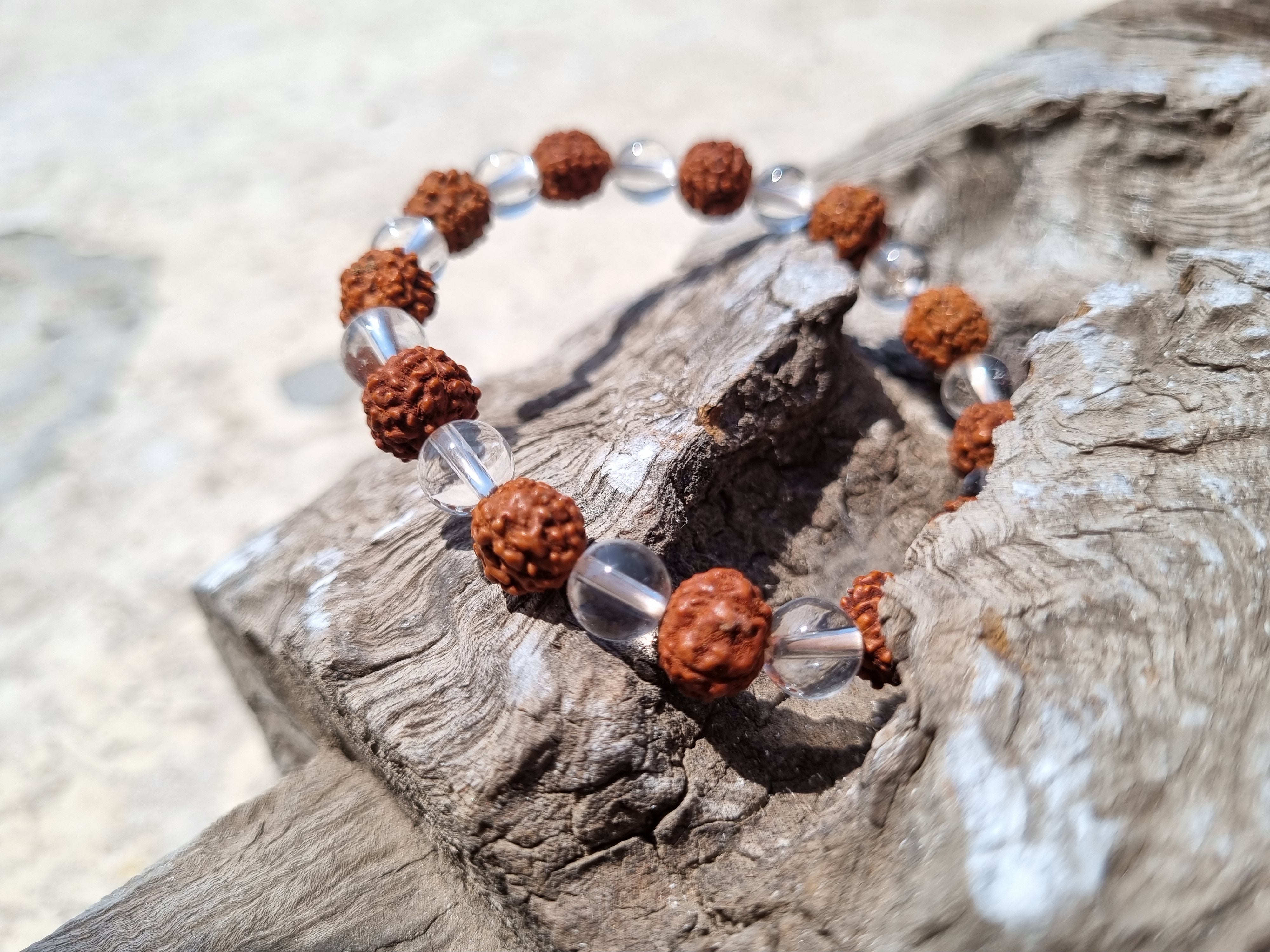 Rudraksha And Crystal Bracelet 8 MM