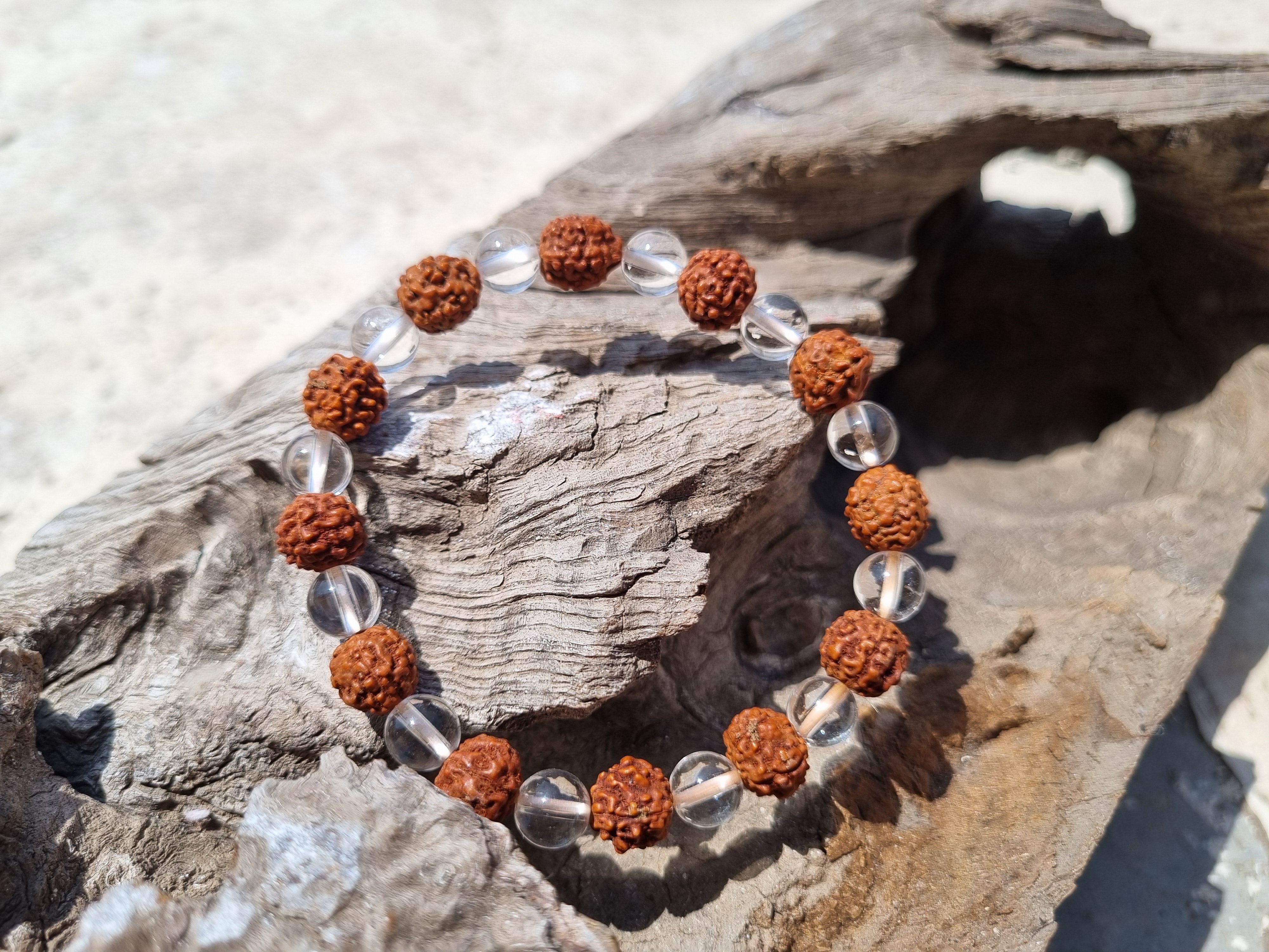Rudraksha And Crystal Bracelet 8 MM