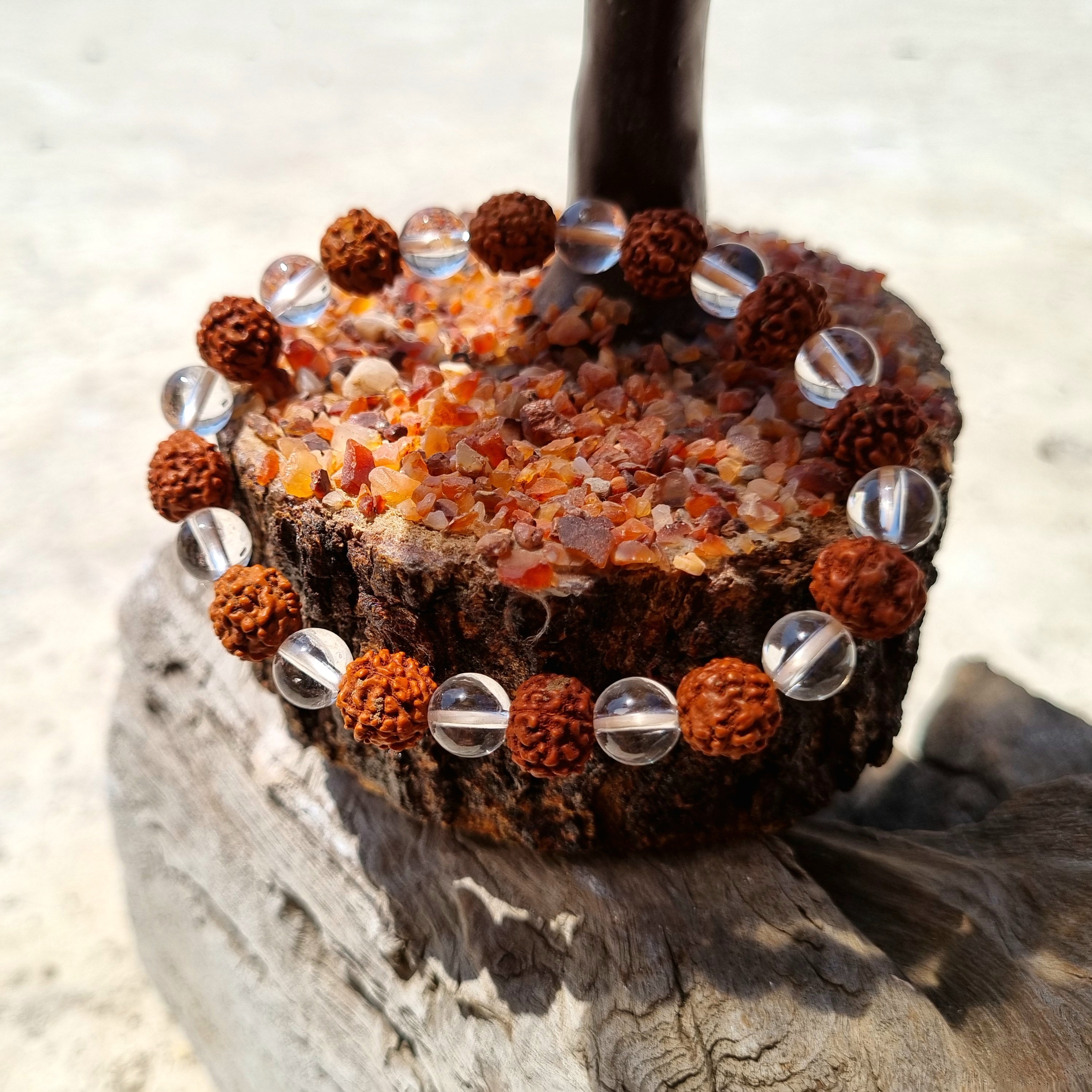 Rudraksha And Crystal Bracelet 8 MM