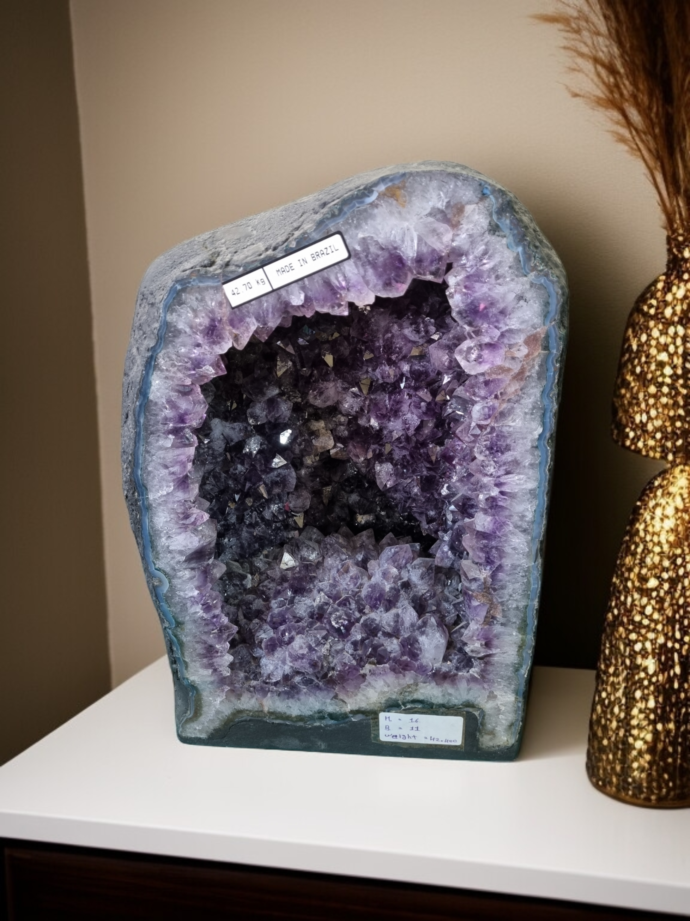 Natural Amethyst Geode Stone | Premium Purple Crystal for Home Décor, Vastu & Healing