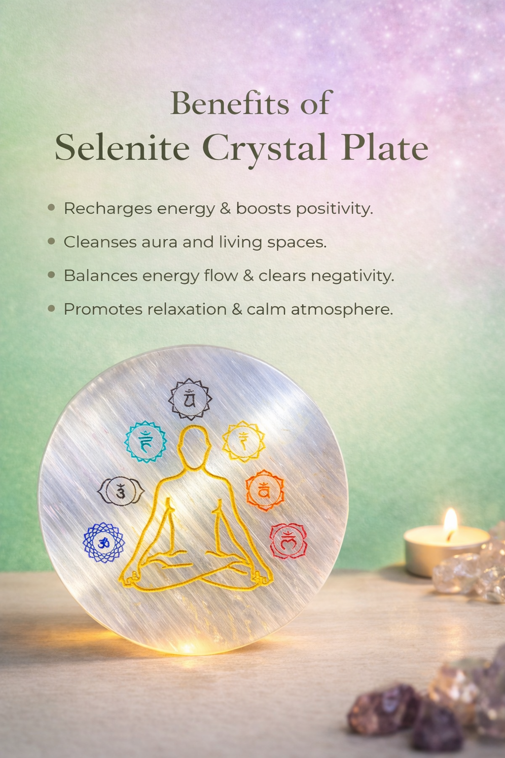 7 Chakra Selenite Charging Plate