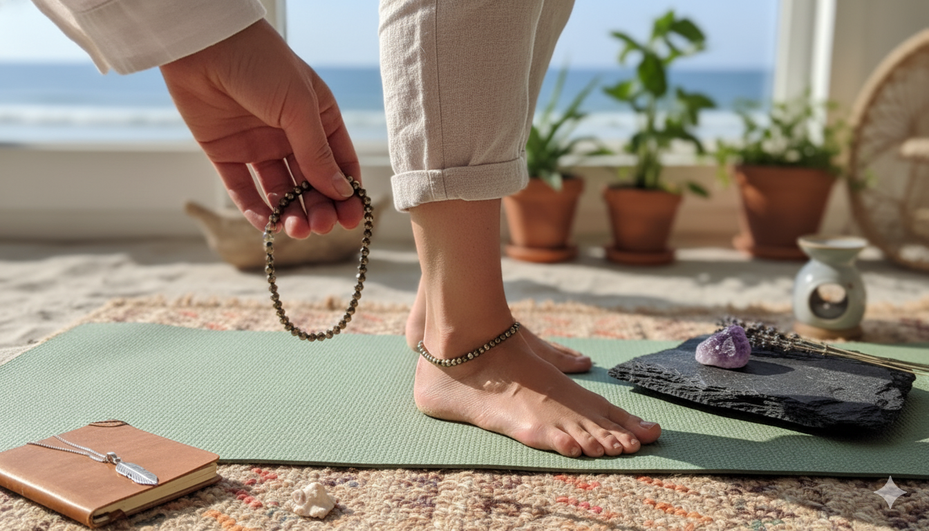 Pyrite Anklet – Golden Stone Anklet