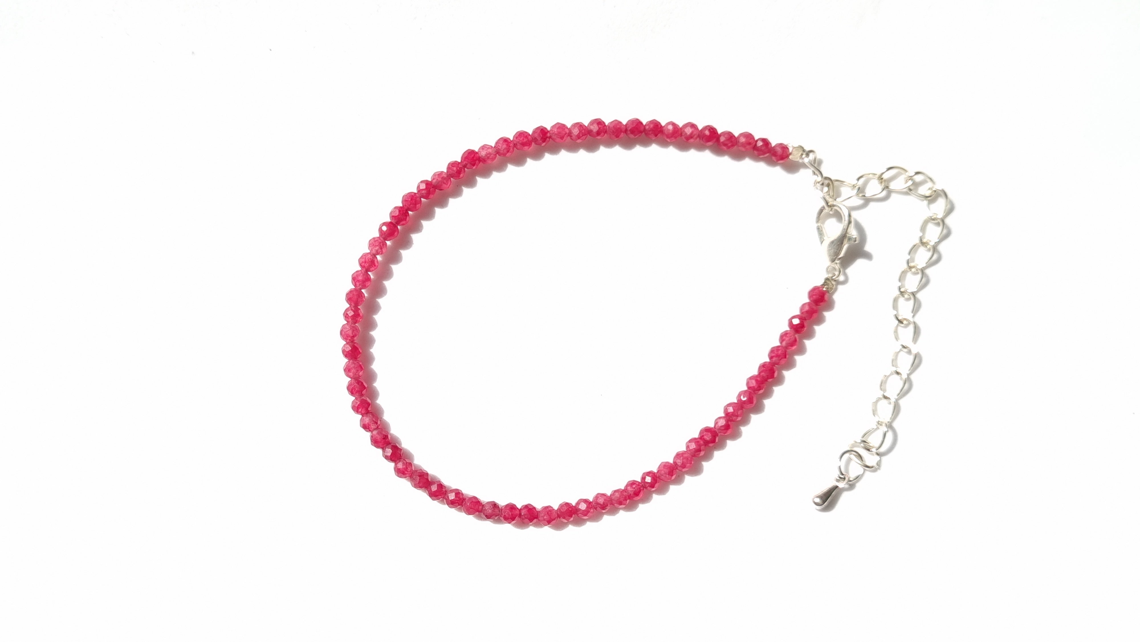 Fine Ruby Anklet Faceted Red stone