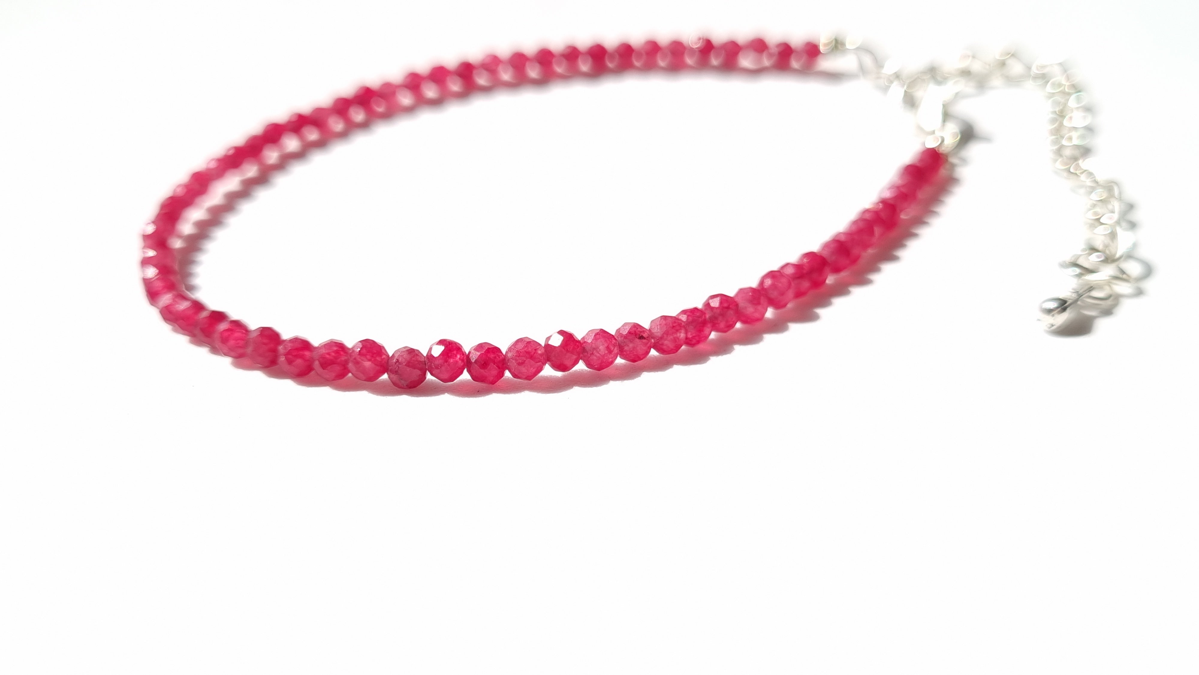 Fine Ruby Anklet Faceted Red stone