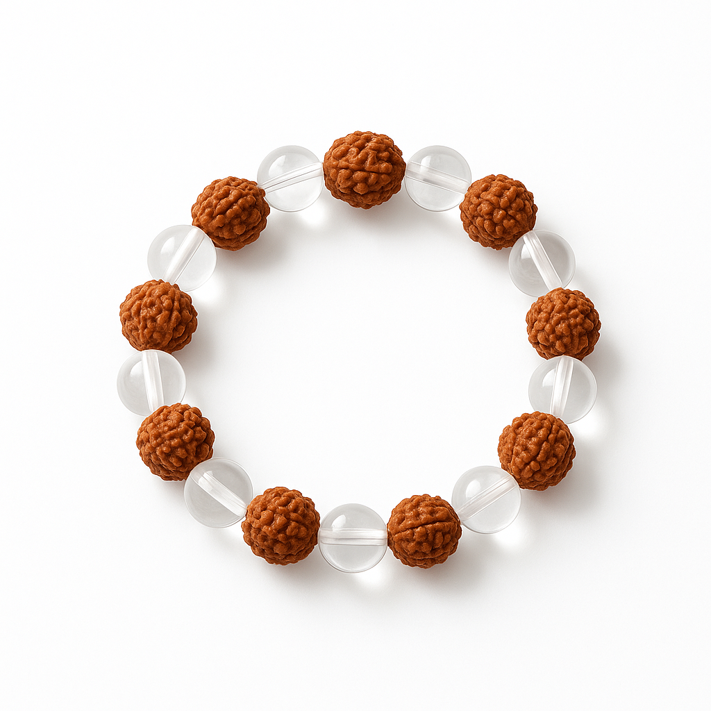 Rudraksha And Crystal Bracelet 8 MM